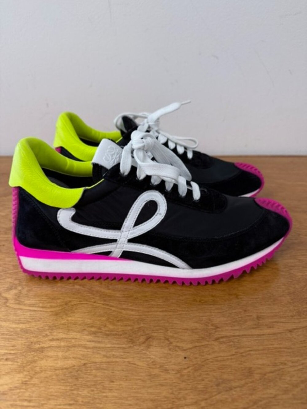 LOEWE Flow Runner Sneakers Black Neon Pink Yellow Women’s EU 40 Made in Italy - Picture 5 of 10